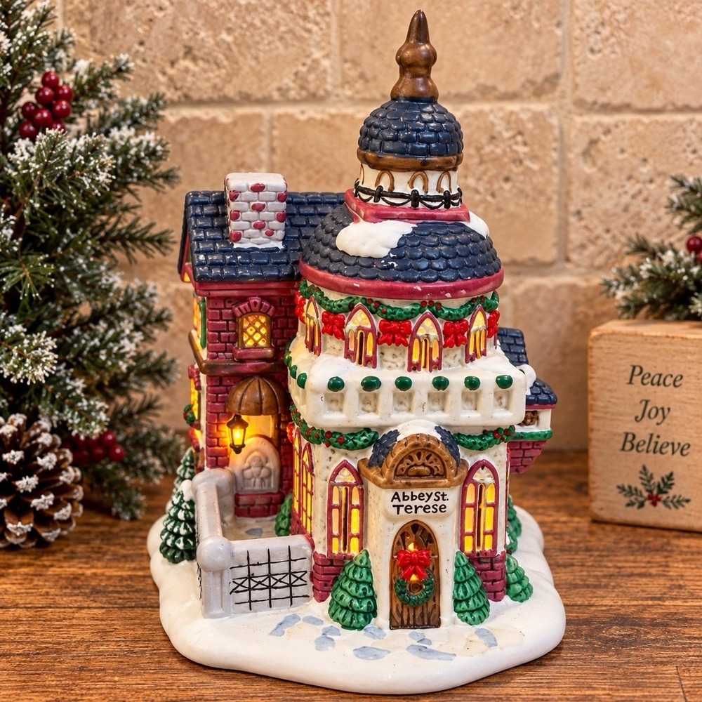 1998 Trim A Home Bayberry Village Abbey St Terese Lighted Christmas Church